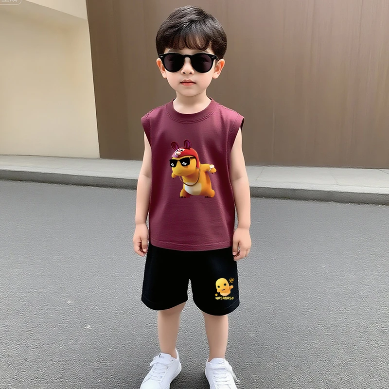 男童夏季背心短裤两件套装纯棉2025新款儿童衣服男孩运动帅洋气潮