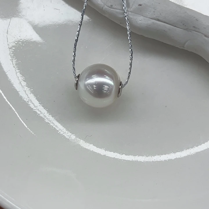 吊坠(不含链)银S925镶嵌海水珍珠9-10mm