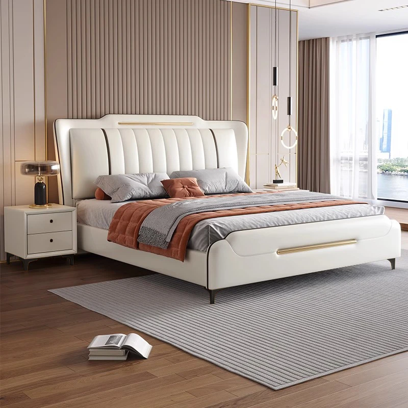 现代极简轻奢主卧室皮床1.8米婚床双人床家用大床储物软包皮艺床