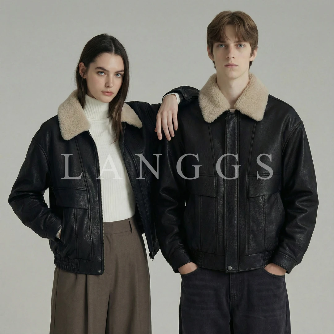 LANGGS&浪叔 25秋冬内胆领子可拆卸羊皮白鸭绒羽绒皮衣-FW5460