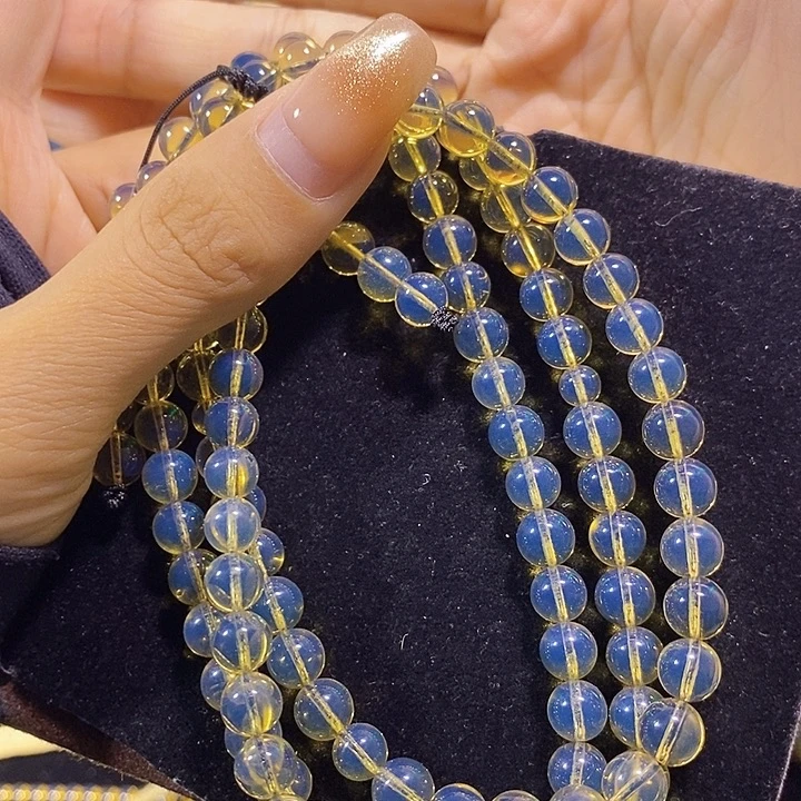 蓝珀未镶嵌珠宝奇石墨西哥蓝珀佛珠6
