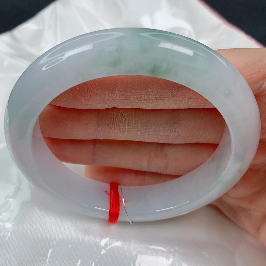 未镶嵌手镯翡翠58正圈，细腻淡粉底，有纹，039