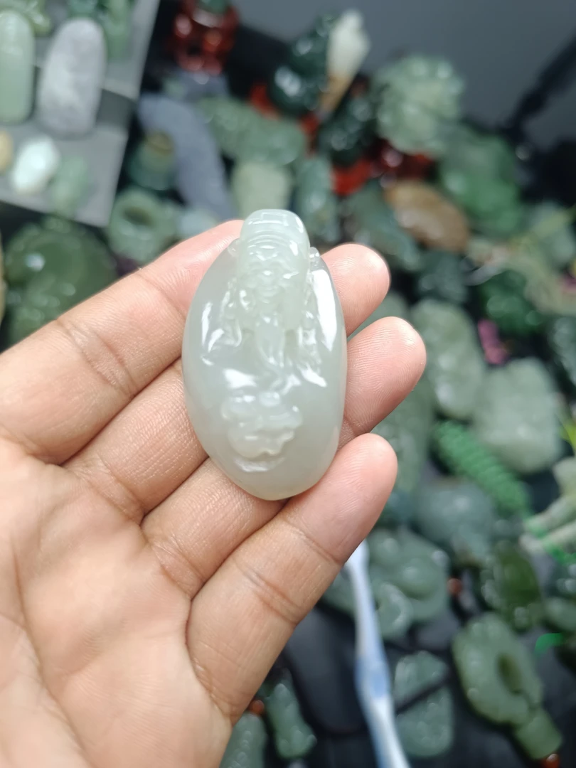 和田玉手工雕刻财神