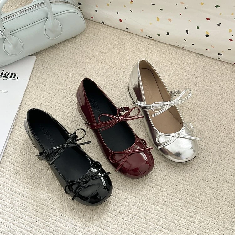 皮鞋百搭单鞋圆头浅口蝴蝶结学生鞋子复古女鞋夏季平底玛丽珍Q317