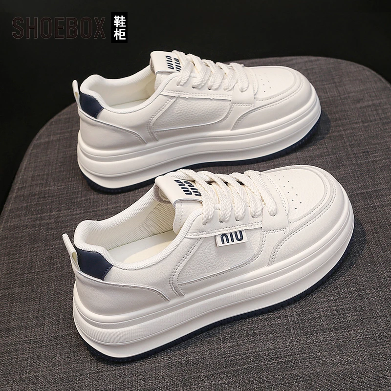 SHOEBOX鞋柜2025春秋韩版休闲板鞋女防滑厚底小白鞋运动鞋潮鞋