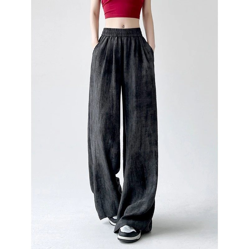 大码冰丝薄款阔腿裤女2025年夏新款防晒凉凉裤高腰休闲扎染山本裤