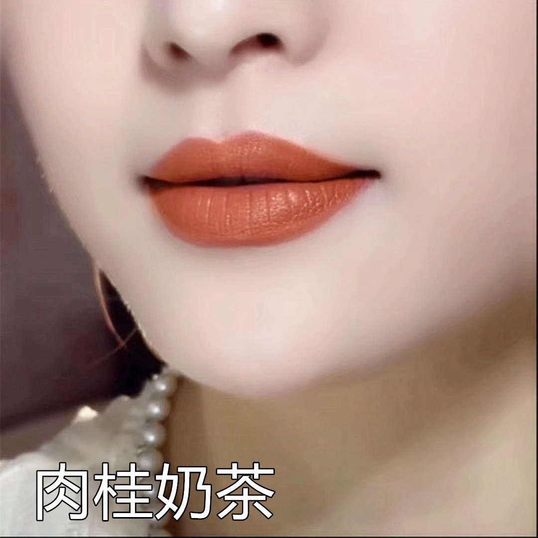 AECE哑光口红防水不沾杯显白肉桂奶茶色细管雾面伪素颜口红正品