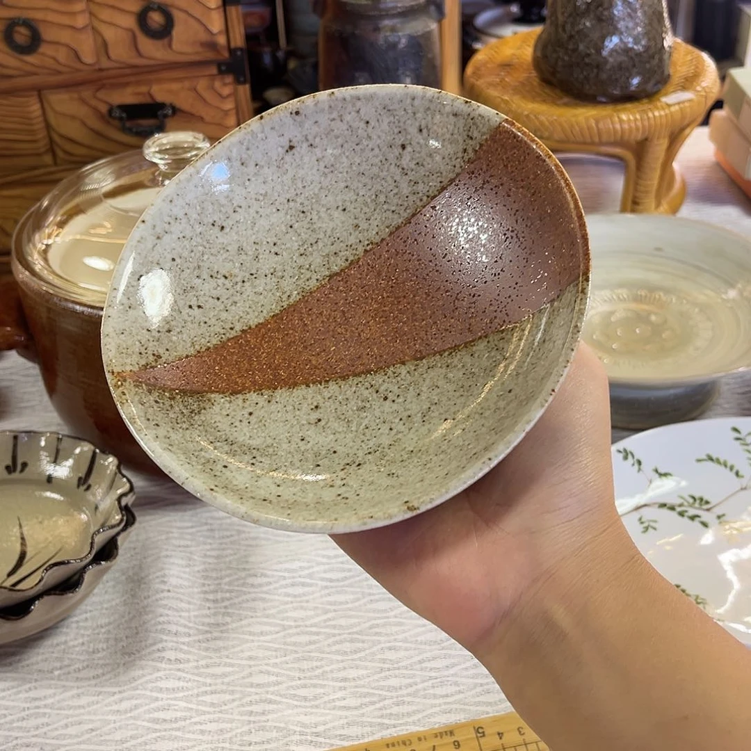 瓷片橘吉粗陶异形三足钵子盘18