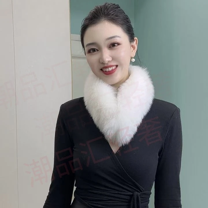 真狐狸毛围脖真皮草围巾时尚磁吸扣整皮短款百搭潮流