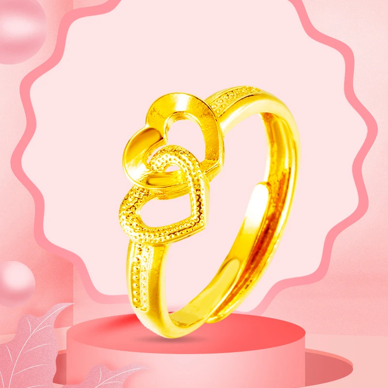 合金戒指 【弟弟推荐】双心爱心戒指精致复古开口普通金属女戒