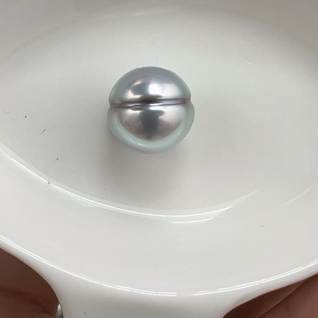 海水珍珠12.2mm铂金灰汉堡型裸珠未镶嵌