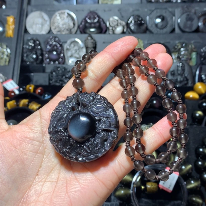 【闪购商品】黑曜岩吊坠(赠链)未镶嵌涛