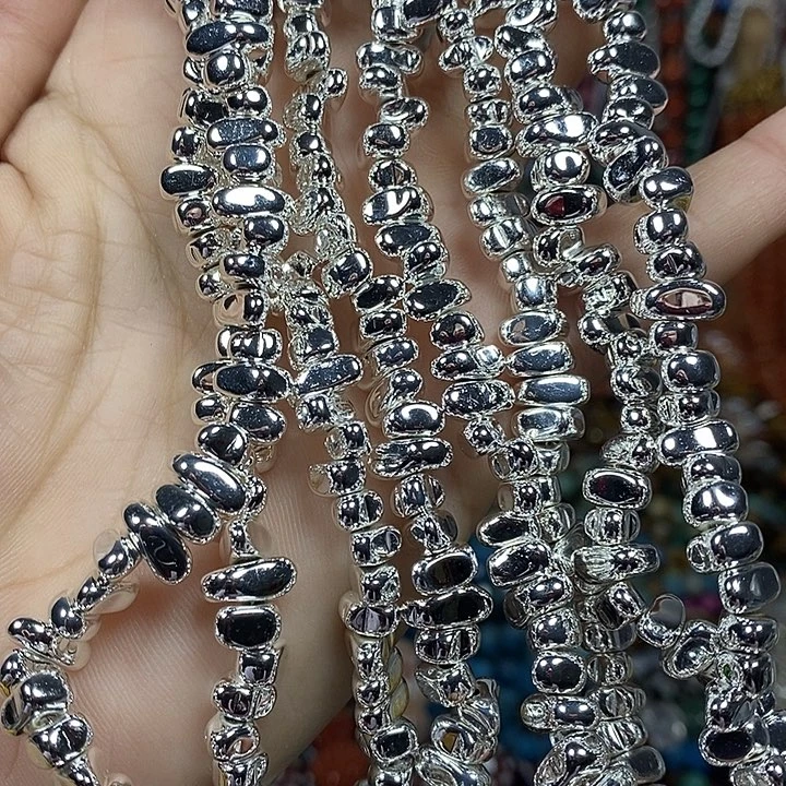 玛瑙/玉髓未镶嵌珠宝半成品黑胆石碎银子（2条）