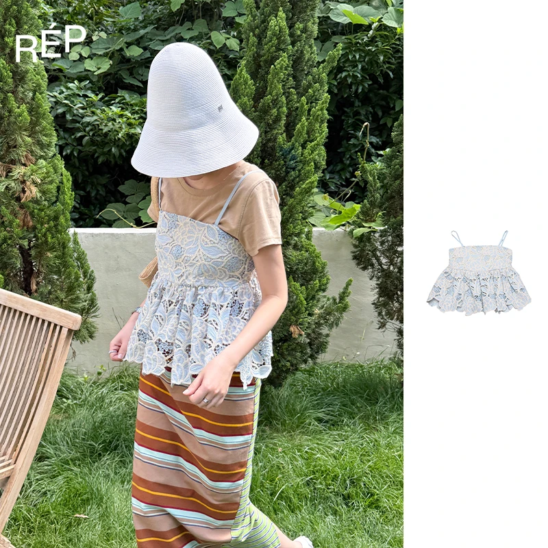 REP-COEMES设计师品牌蓝色镂空花朵背心 25MAY PACKAGE女装买手