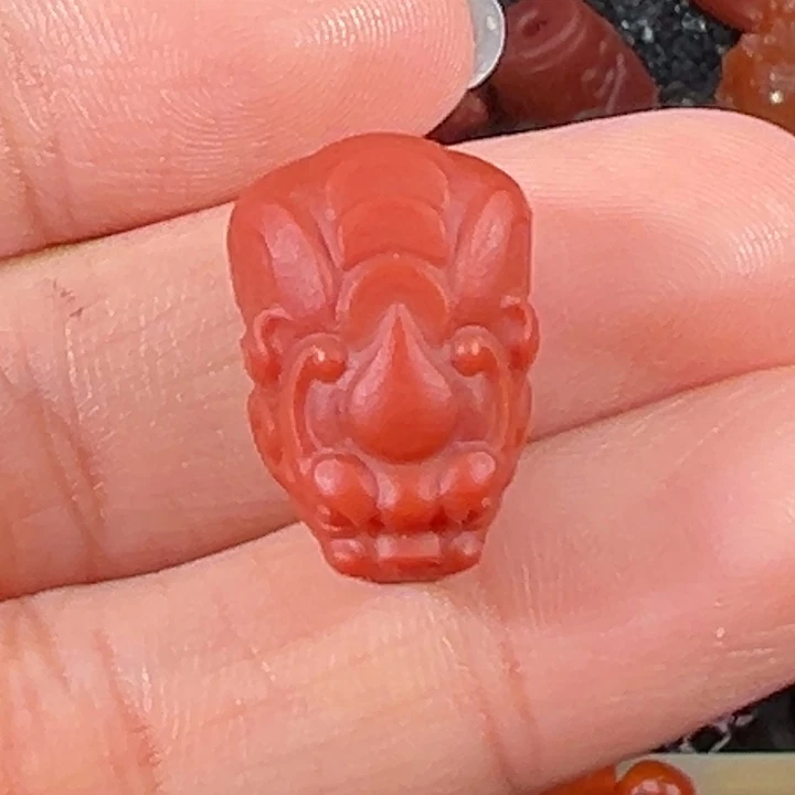 南红玛瑙未镶嵌貔貅三通12.7mm