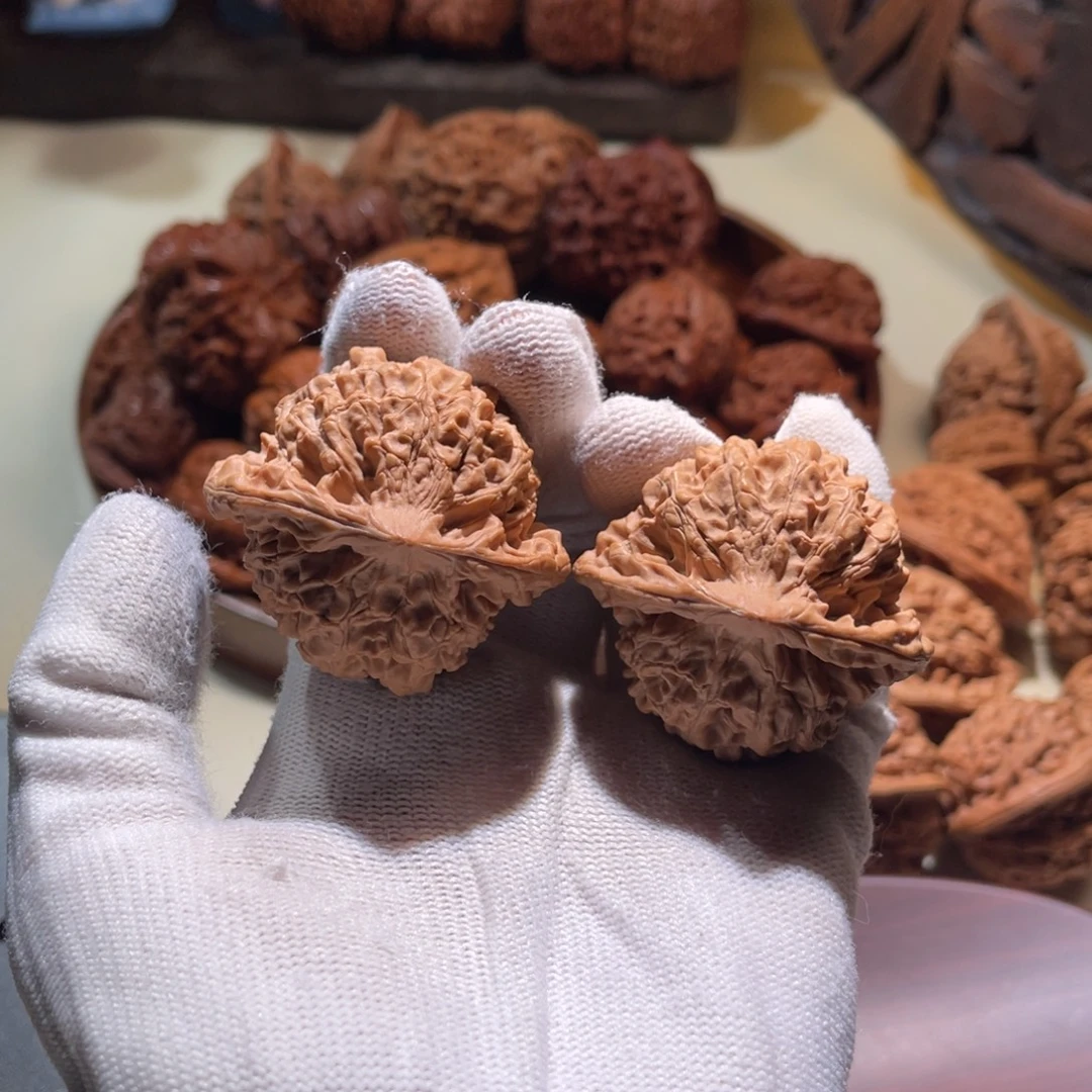 硬***蔗文玩核桃把件45夹板官帽