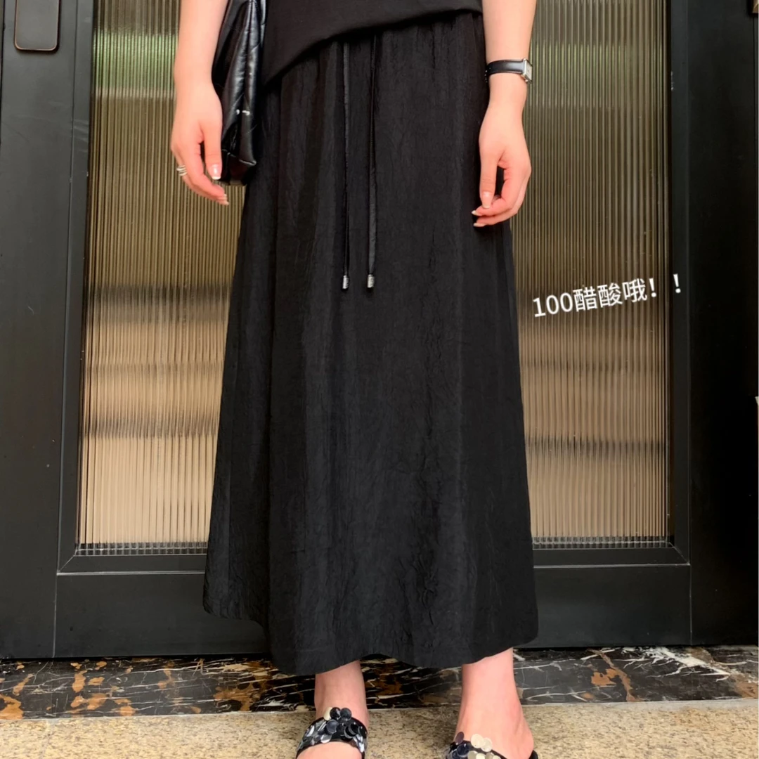 NANJIE/楠姐【黑色幻境】时尚显瘦高腰百搭夏季醋酸半身裙XNS6021