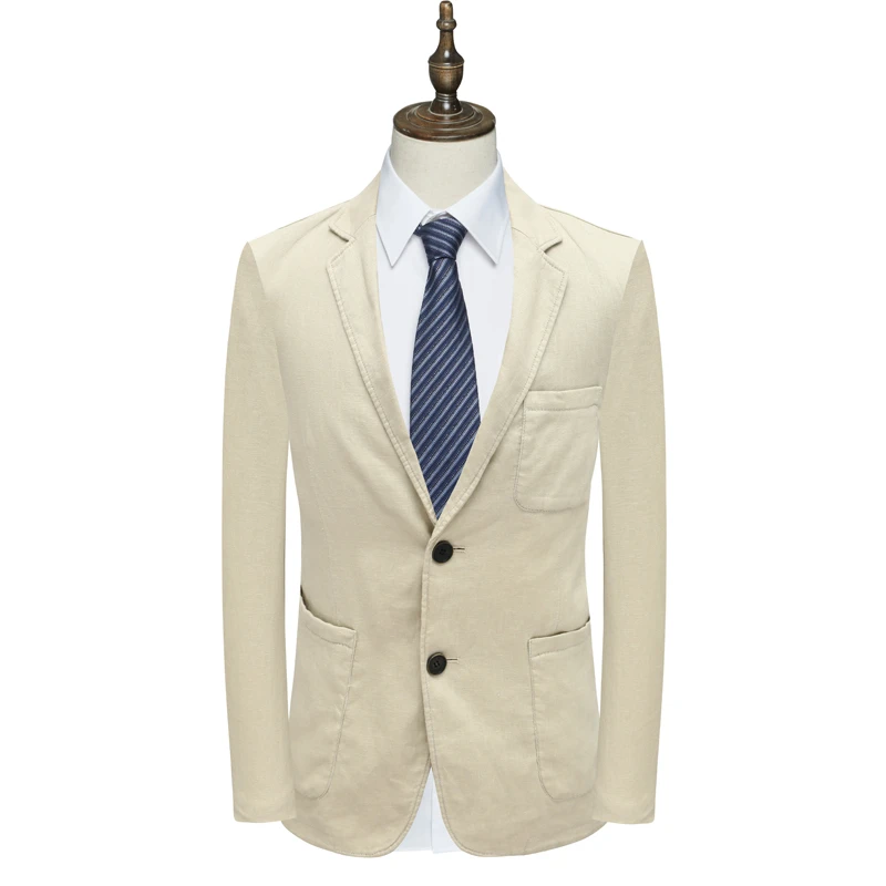 U144雅 夏季男式西服 亚麻两粒扣后中开衩商务休闲西装外套