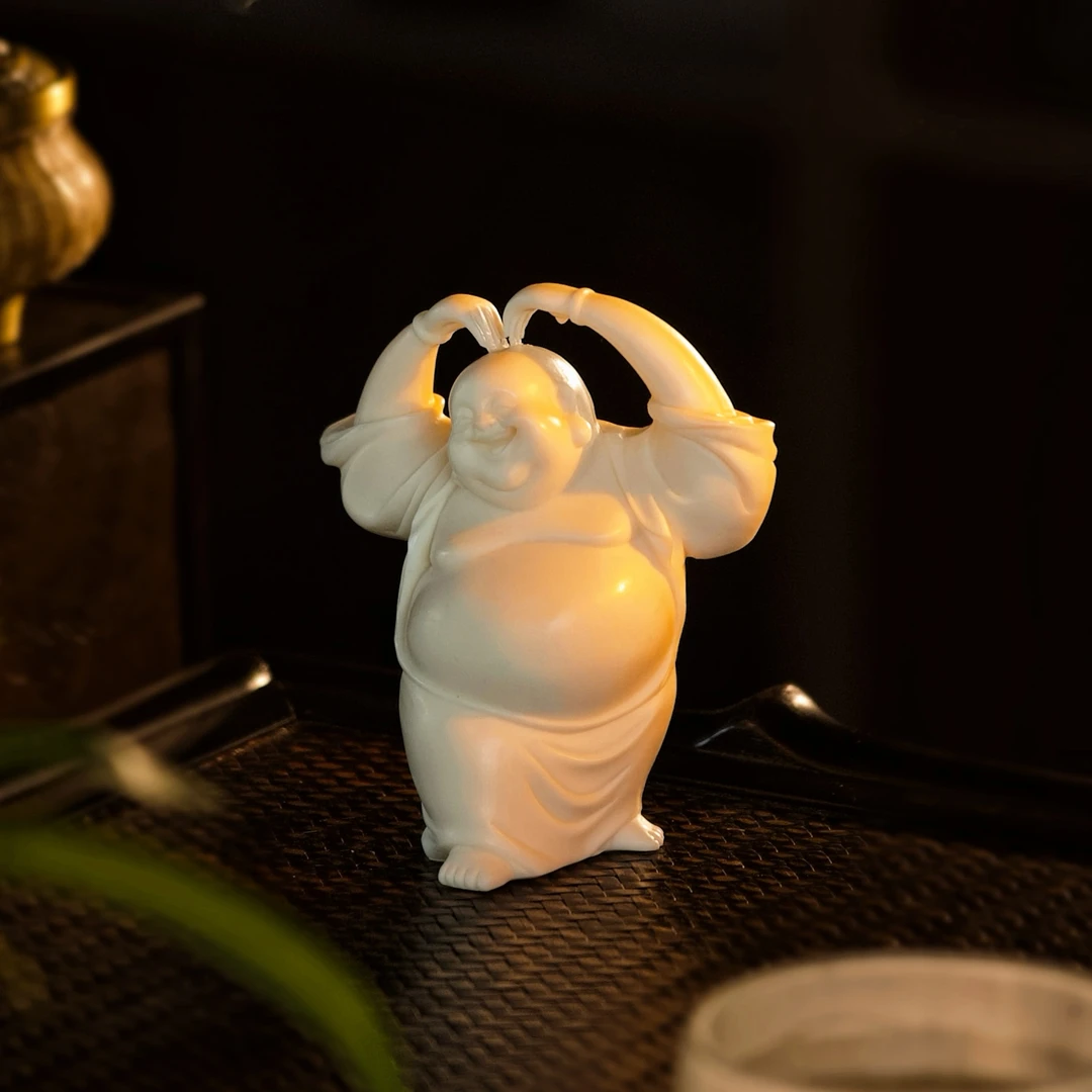 笑口常开弥勒佛高端茶空间笑脸佛摆件茶宠装饰茶道摆饰摆设小茶宠