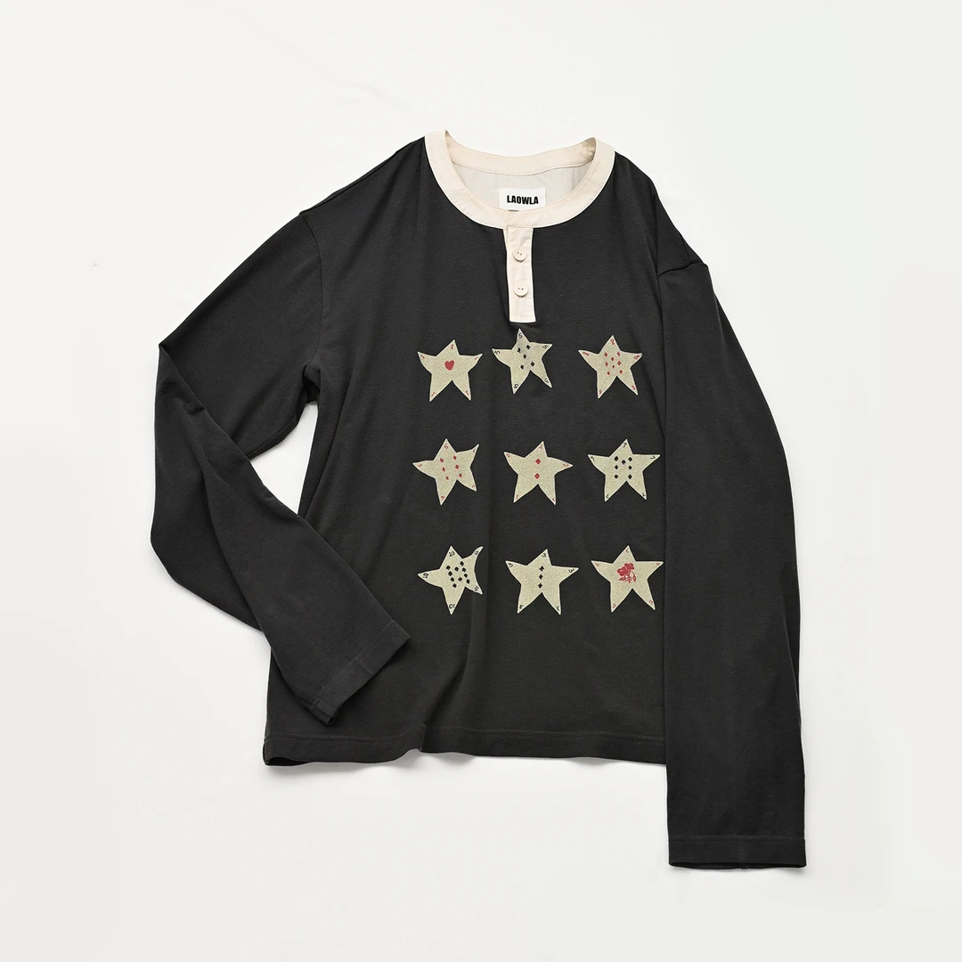 【茉舍】LAOWLA LUCKY印花图案长袖T恤LLA25FW019-980