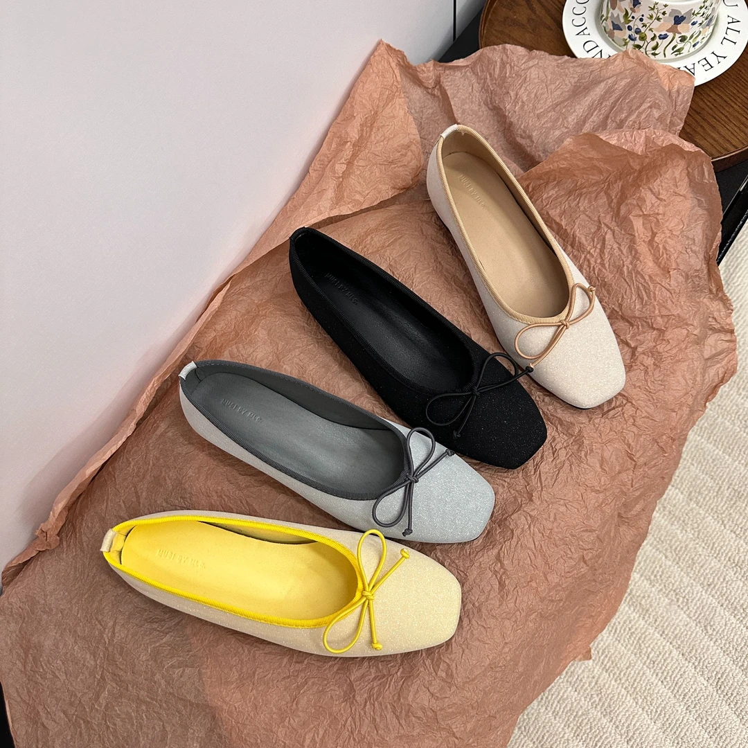 3cm内增高法式气质单鞋女鞋2025年春季新款蝴蝶结晚晚鞋芭蕾舞鞋