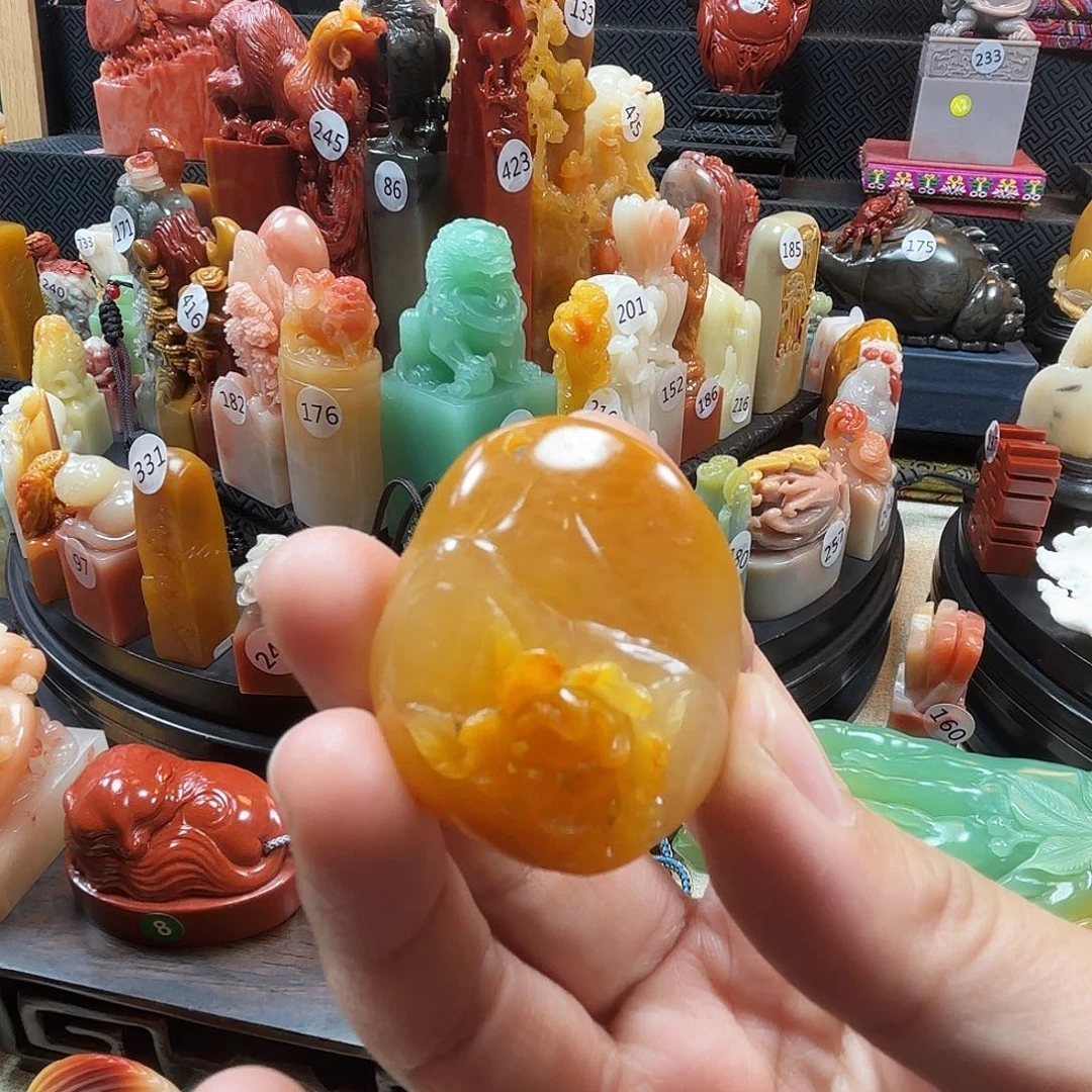 印石寿山石牡丹花吊坠