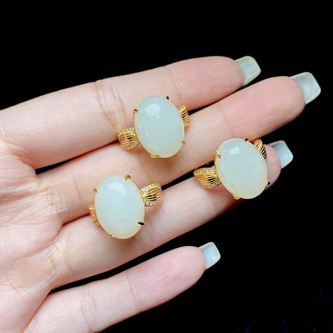 【云上好物】23 DS52064-S925银和田玉戒指多样性发其一15*12mm（JG）