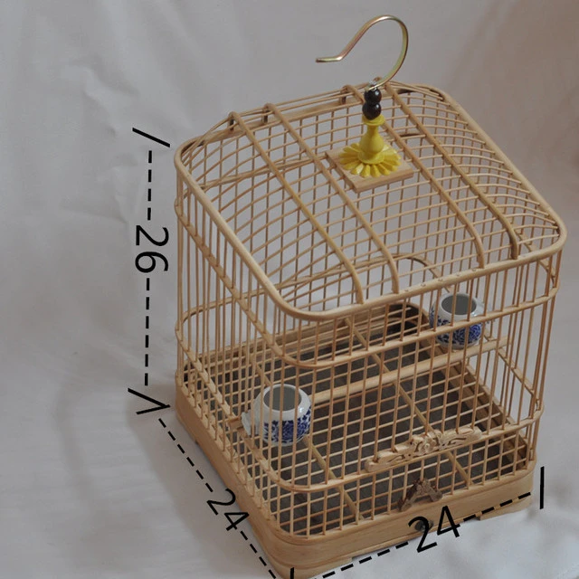 包邮！小号蜡嘴鸟笼竹制圆角方笼绣眼贝子文鸟珍珠玉鸟等小型竹笼