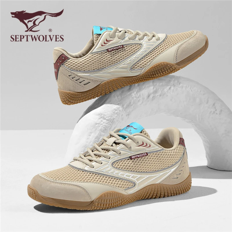 七匹狼德训鞋男款秋季薄底板鞋透气网面运动休闲平底阿甘鞋子9804