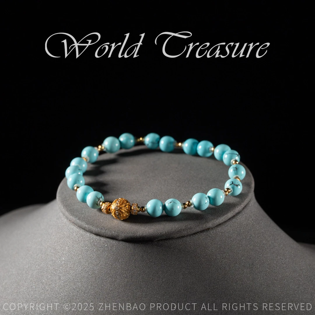 【世间臻宝】S925绿松石圆珠DIY手串/JS433/多样性发一件/16#/6m/2