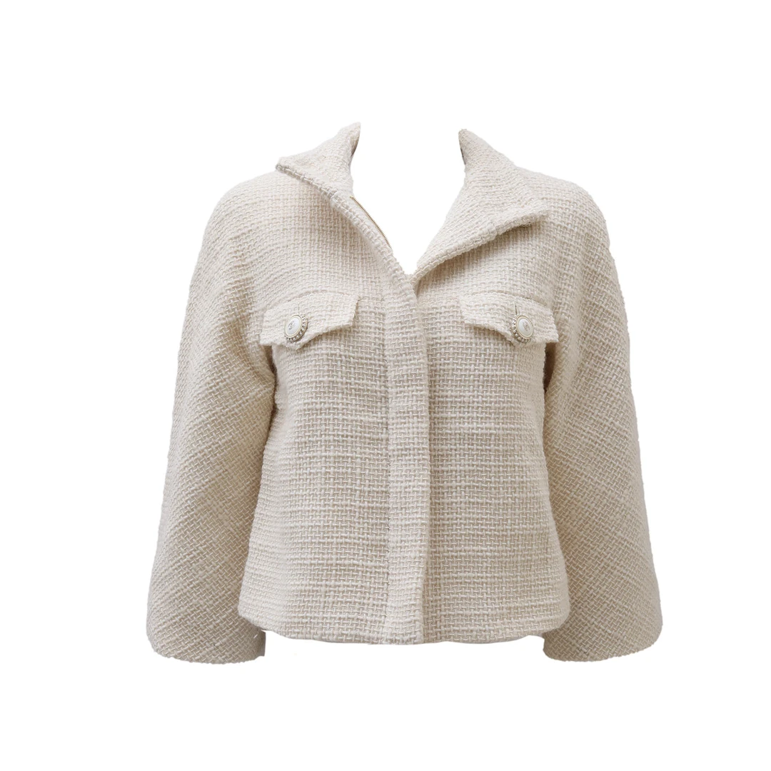 95新 Chanel/香奈儿 小花Jerry活动毛呢 拉链 外套常规码34