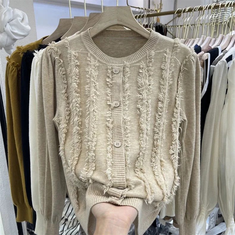 Z125欧货2024新款长袖上衣毛衣秋冬款遮肉设计感毛针织衫