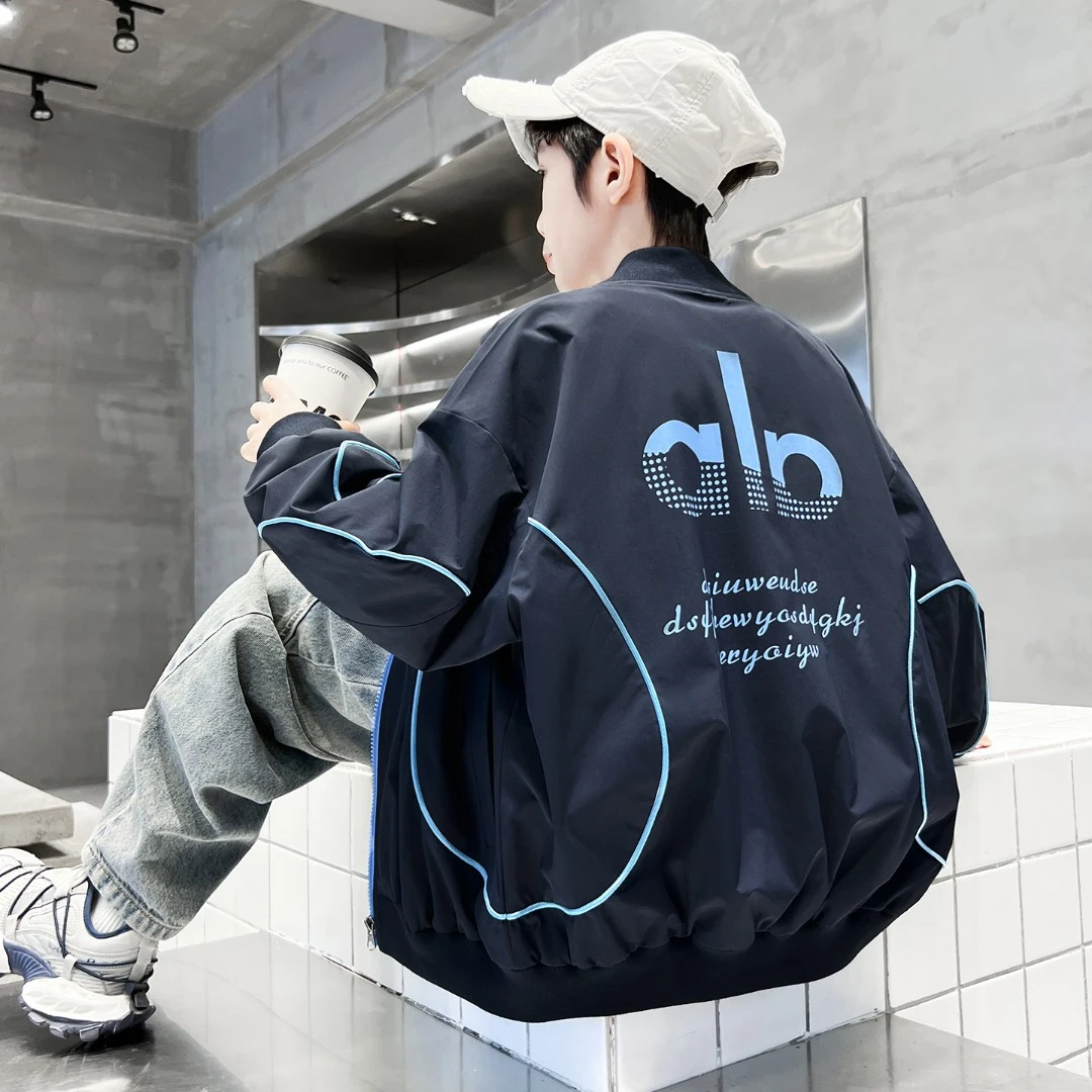 男童秋季新款外套2025时尚百搭6-12岁洋气中大童潮搭宽松学生休闲