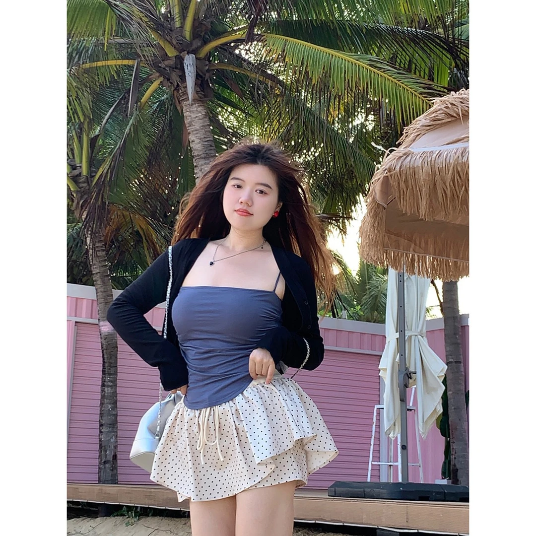 米米子“小腰精”定制三色小吊带显瘦小众设计感短款韩版设计辣妹女