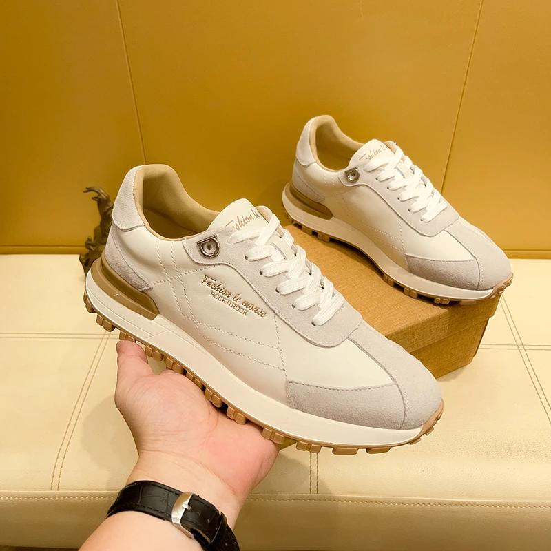 阿甘鞋男潮流新款2025夏时尚百搭高端奢侈品真皮拼接休闲运动鞋