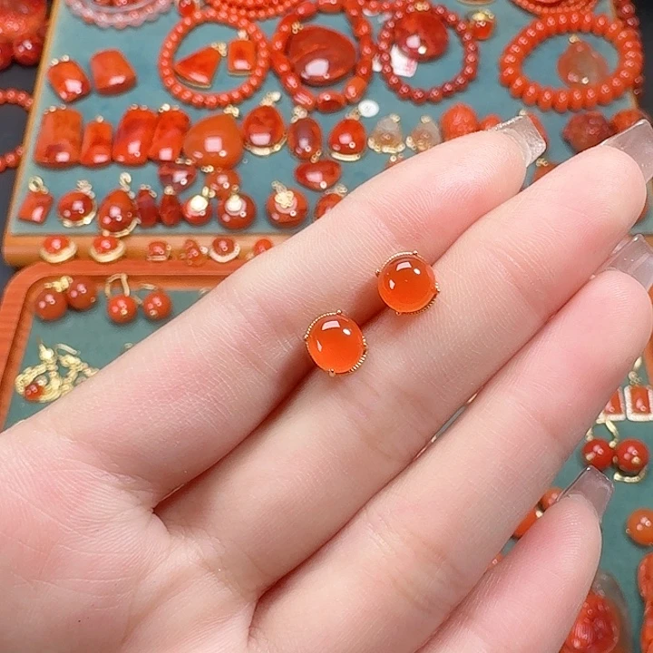 南红玛瑙银S925镶嵌7+