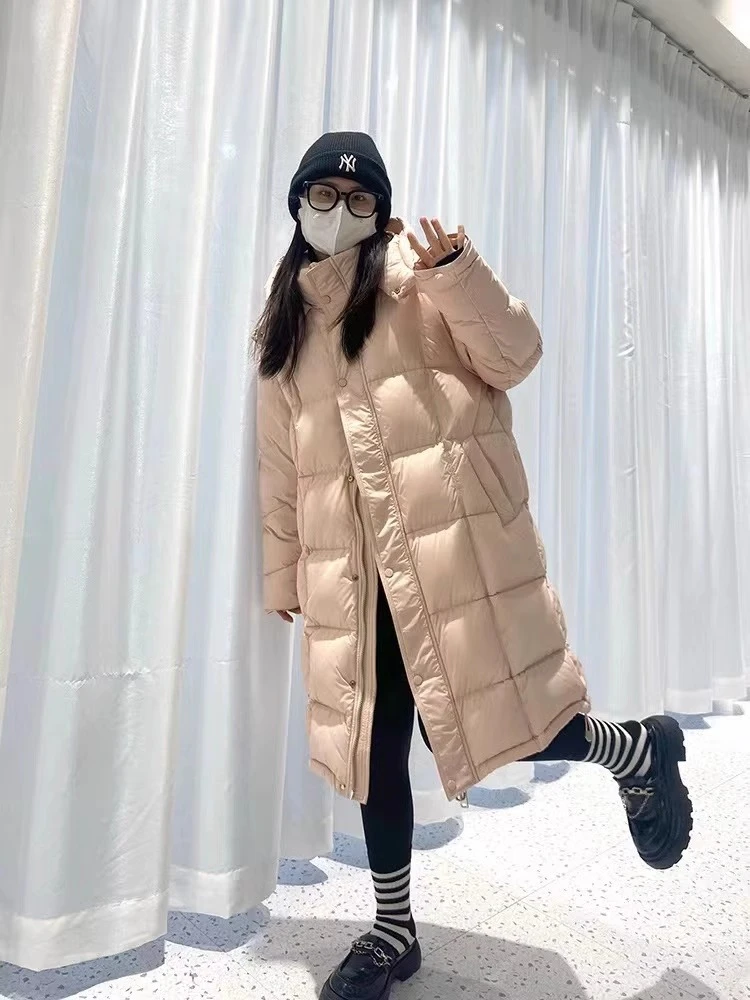 【DBE】7705冬季洋气新款宽松休闲连帽时尚鸭绒长款加厚羽绒服