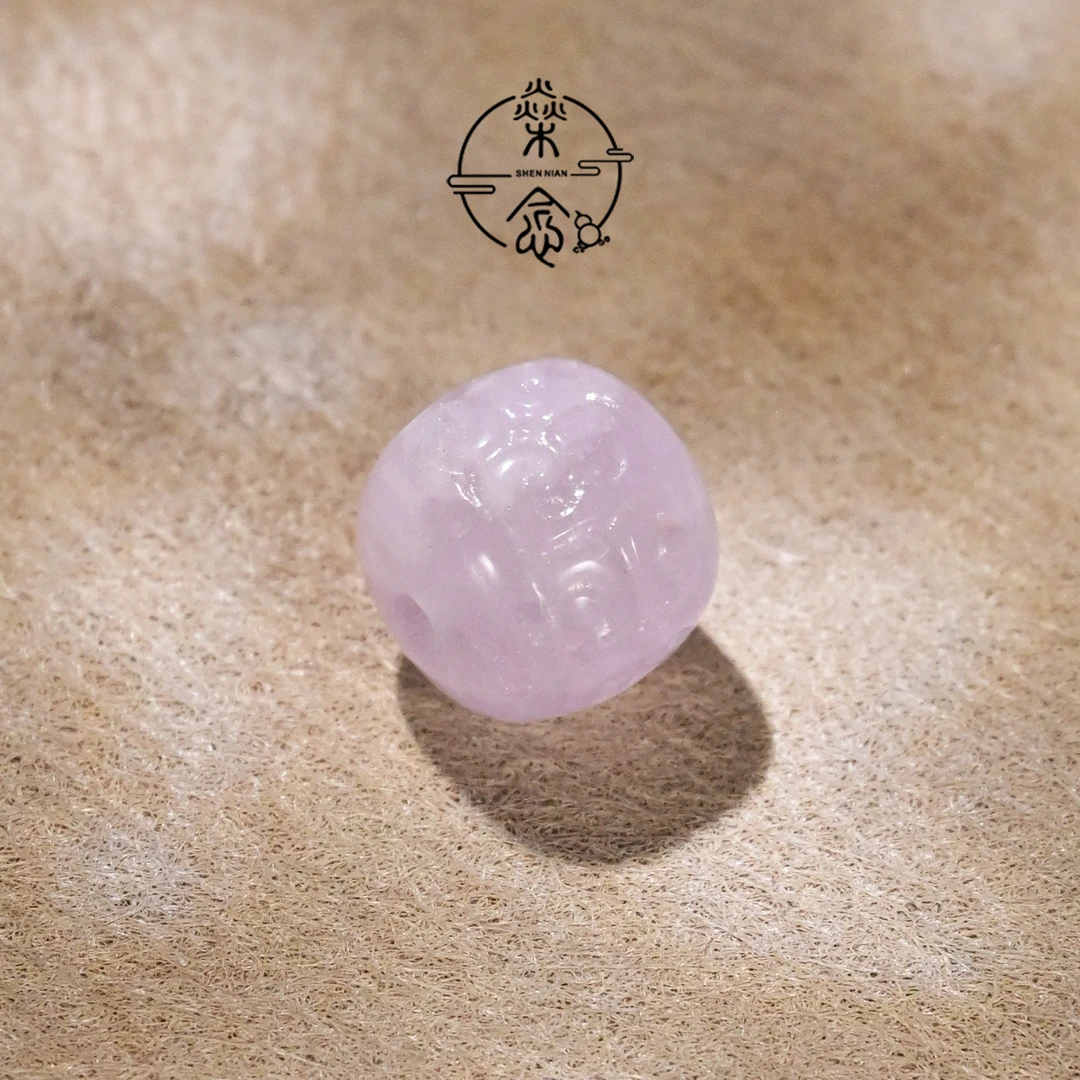 10MM天然紫锂辉回纹老型桶珠文玩108手串DIY配饰散珠配珠顶珠腰珠