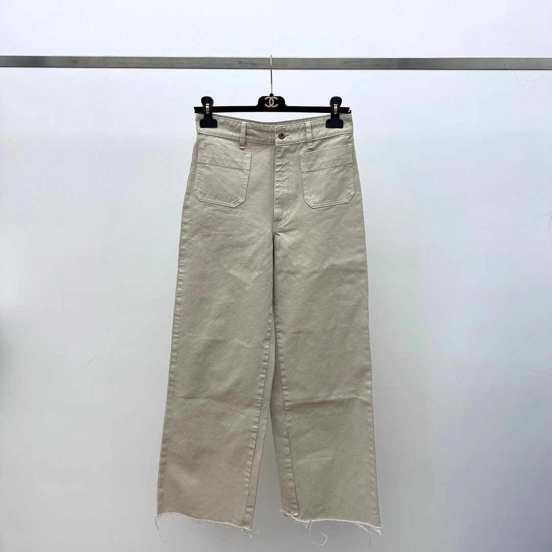 全新未使用 MIU MIU/缪缪 米色休闲阔腿裤 38码 01590