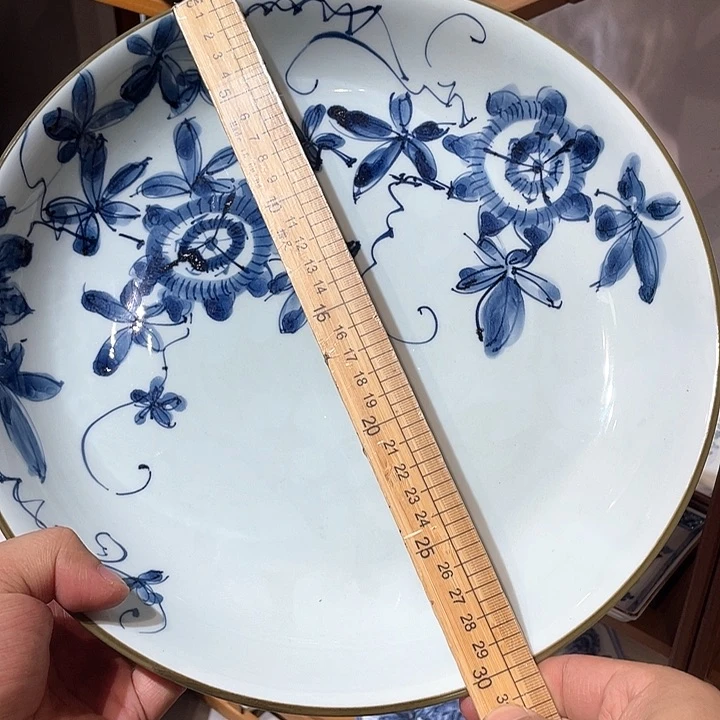 紫砂52全新手写弥字款满手绘青花超大深钵