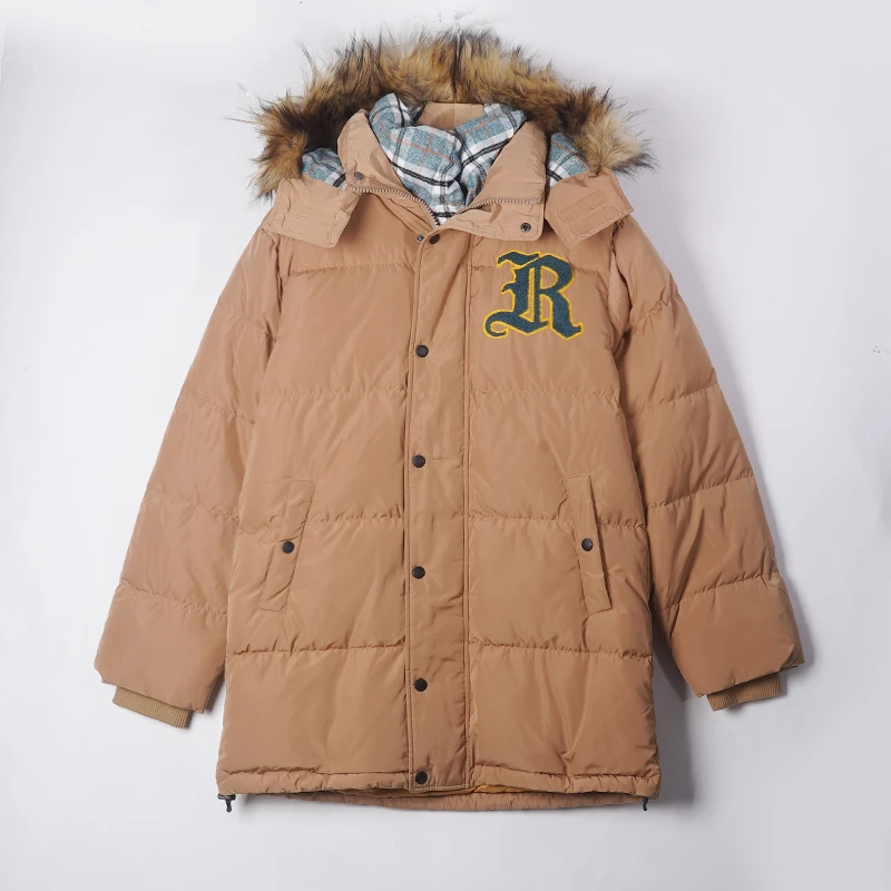 REplay男款连帽中长款保暖羽绒服