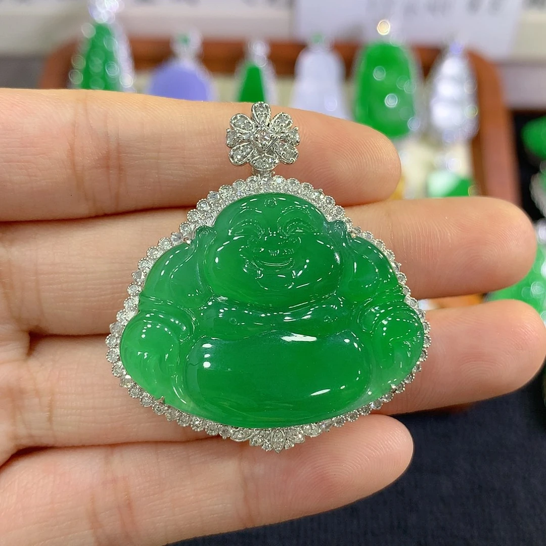 【闪购商品】吊坠(不含链)18K金镶嵌翡翠佛公
