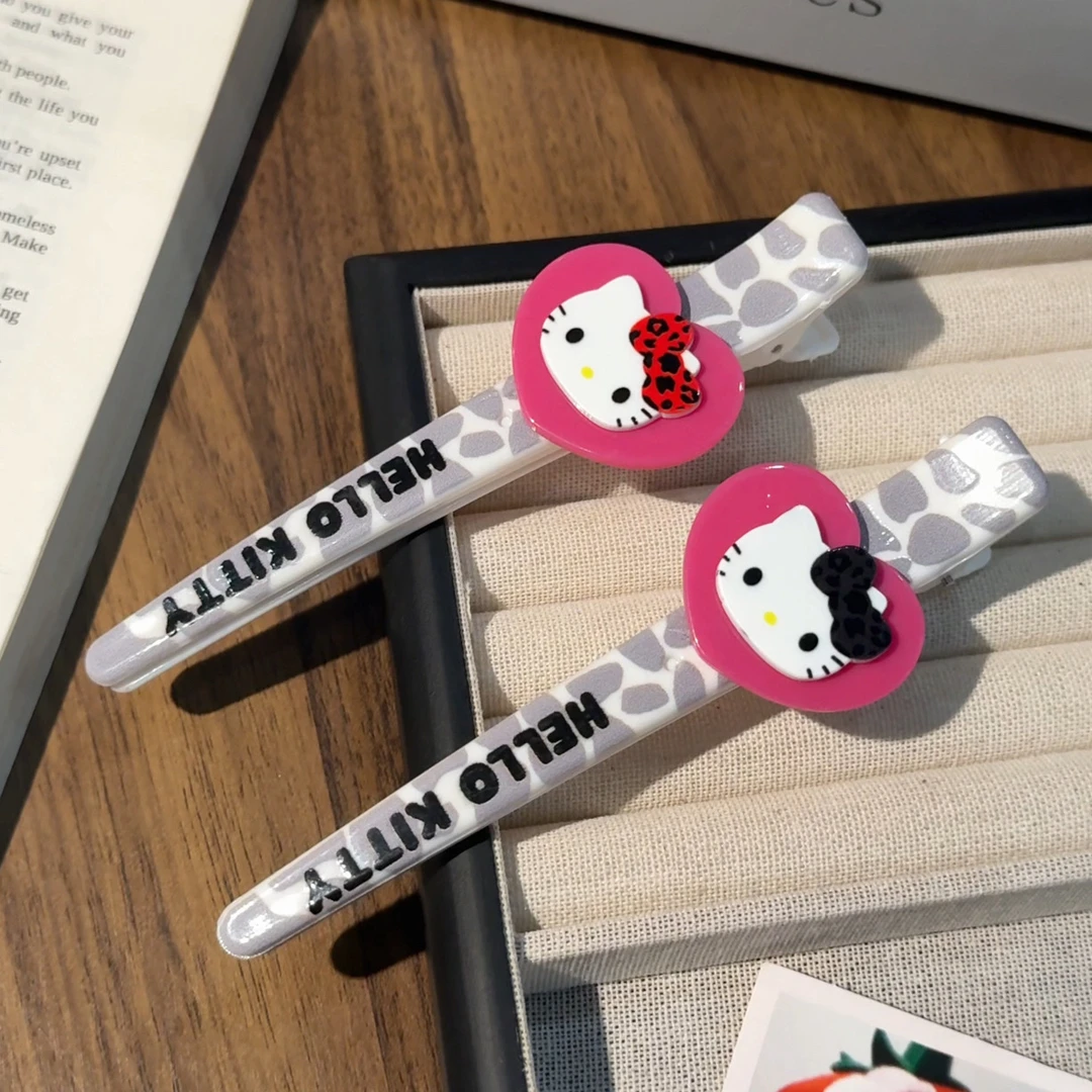 深粉色爱心豹纹大号发夹百搭甜酷风少女刘海大号发卡发饰批发夹子