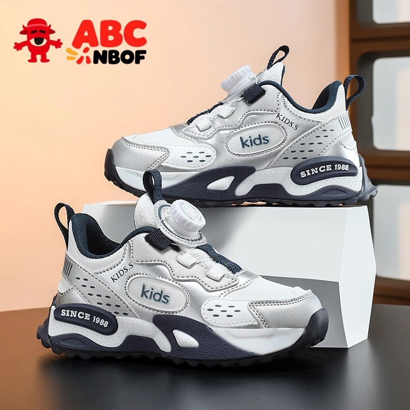 ABC NBOF童鞋男童运动鞋2025春秋新款皮面儿童跑步中大童休闲男孩