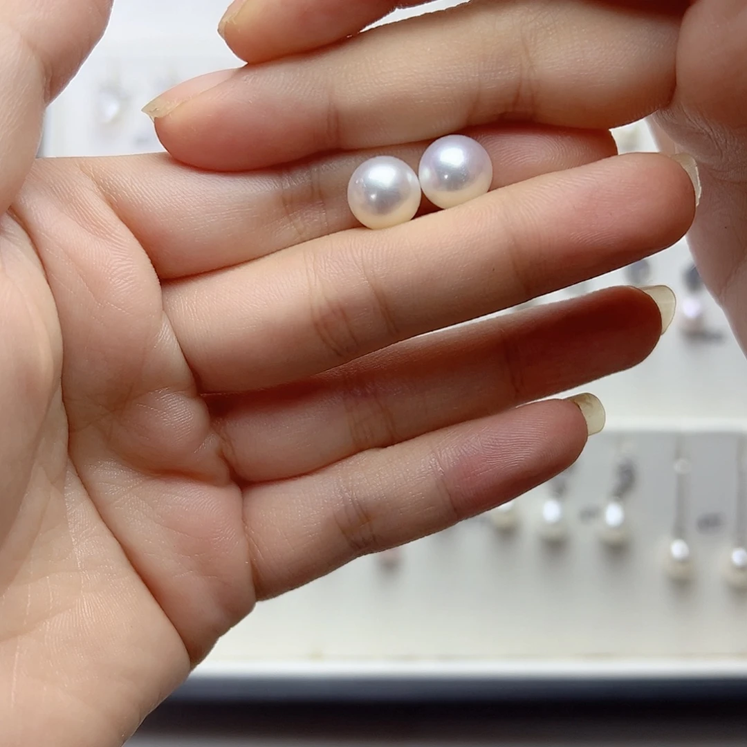 ****y银S925镶嵌淡水珍珠耳饰