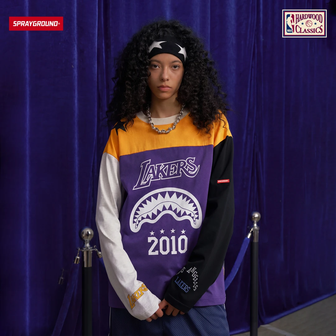 SPRAYGROUND I NBA HWC联名系列鲨鱼嘴长袖T美式拼色XB NE230321