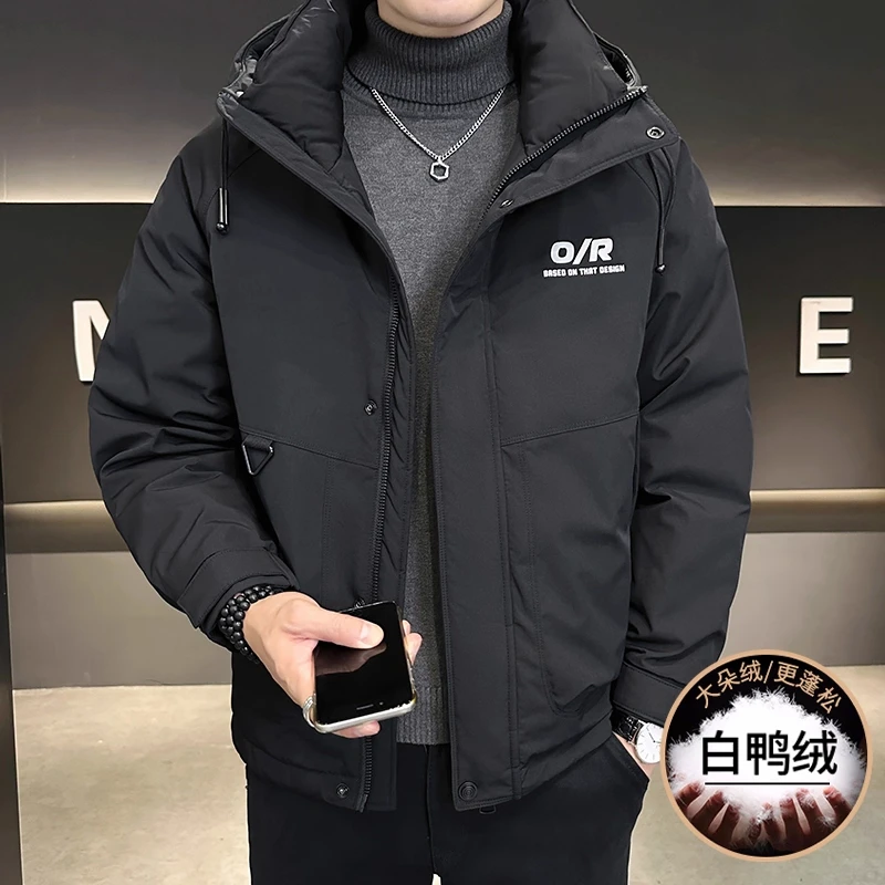 LOzP冬季连帽羽绒服外套男2025新款潮牌时尚加厚防寒服冲锋衣服