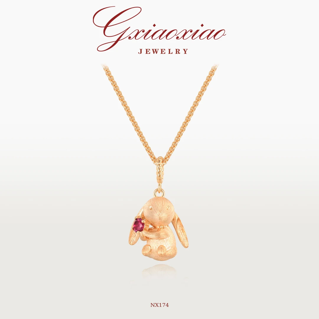 G XIAOXIAO 镀K金 拉丝【睡眠金兔】时尚气质百搭萌兔子项链 NX174