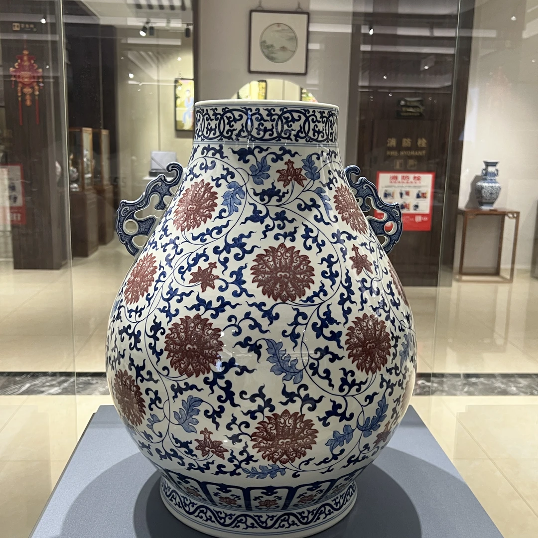 景德镇陶瓷宁封窑专场青花釉里红双耳尊