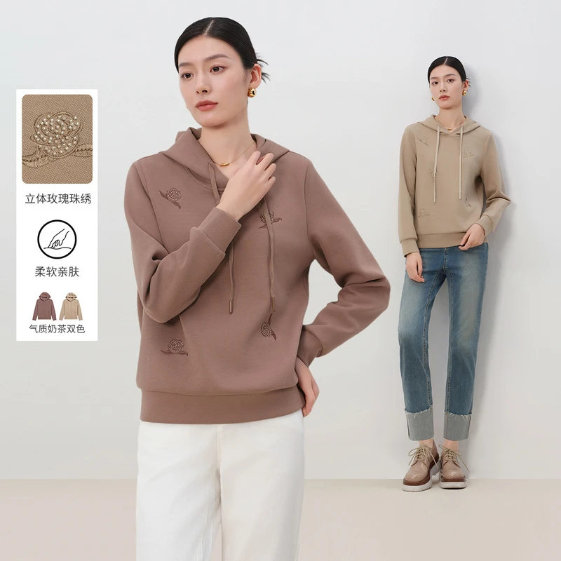 DUNNU/敦奴dunnu春季新款时尚百搭长袖连帽休闲宽松卫衣FU130130